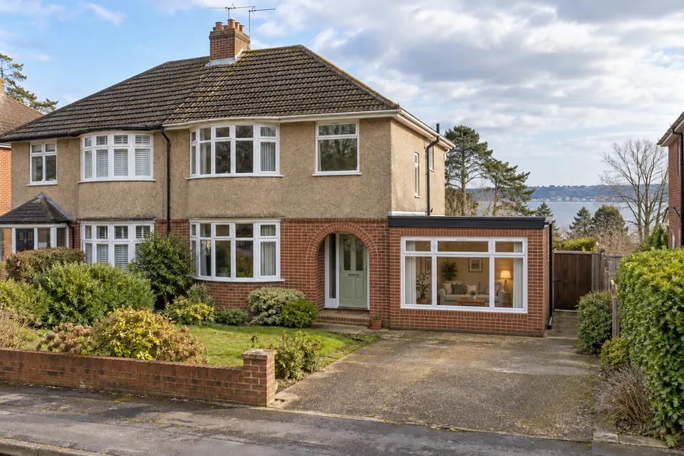 A 1950s semi in Netley with its garage converted to a living room (design visualisation)