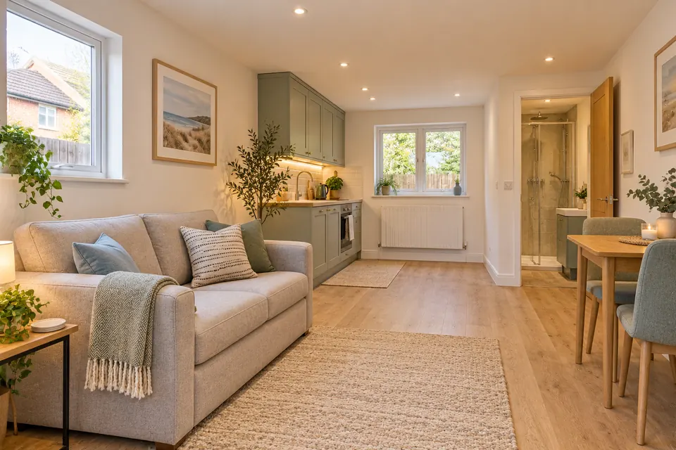 Garage annexe conversion example: the finished room inside a converted garage