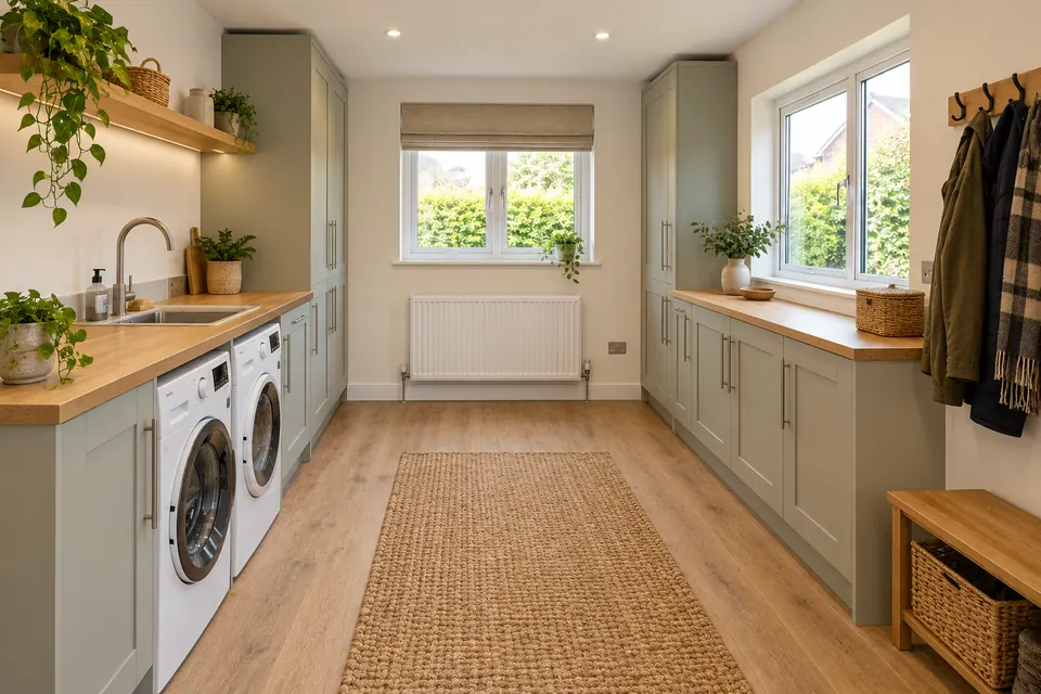 Garage to utility room example: the finished room inside a converted garage